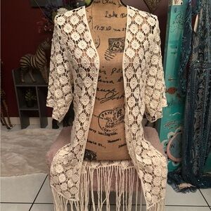 Rebellion Cream Lace Fringe Vest